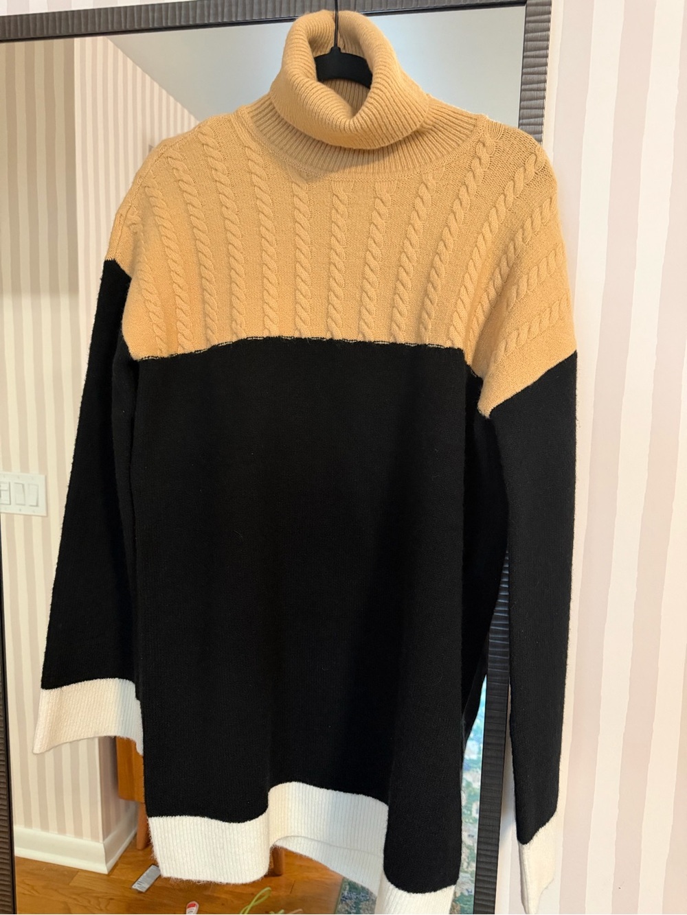 Lovers + Friends Black, Camel & White Colorblock Turtleneck Sweater dress